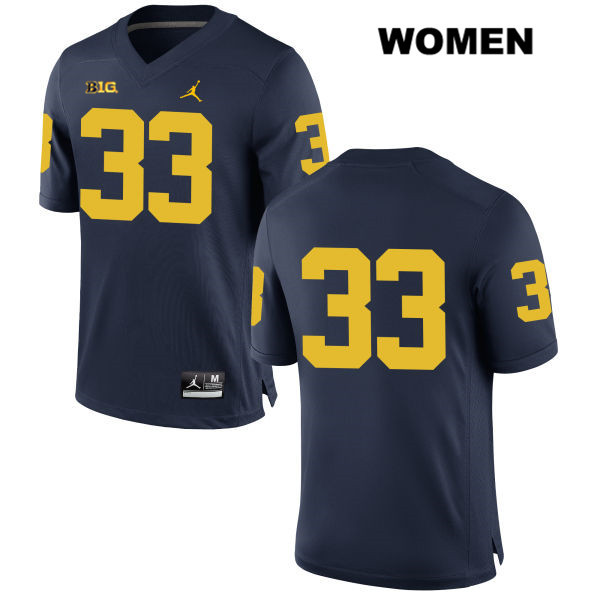 Women's NCAA Michigan Wolverines Camaron Cheeseman #33 No Name Navy Jordan Brand Authentic Stitched Football College Jersey MO25R65MD